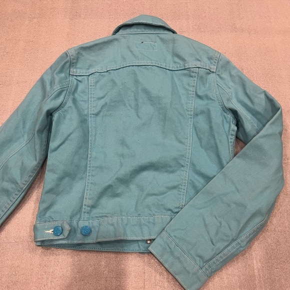 [S]VTG Polo Jeans Co. Ralph Lauren Turquoise Saturday Jean Jacket Cropped - Picture 4 of 8